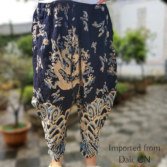 Boho | Flowy Yoga Women's Relaxed Harem Pants | From Dali, China | NWT | S - Picture 1 of 12